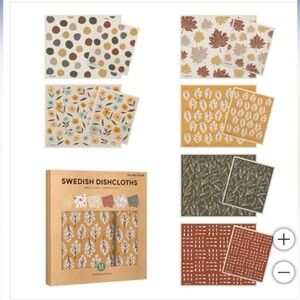 Swedish Dishcloth Reusable Plant Based 12 Pack Set Leaf Floral & Polka Dot Print